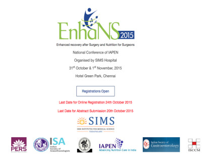 A national conference on ERAS (enhanced recovery after surgery) and surgical nutrition in Chennai on 31st October A national conference on ERAS (enhanced recovery after surgery) and surgical nutrition in Chennai on 31st October