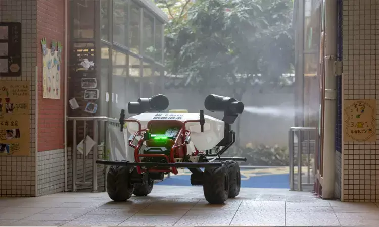 Robots join Drone fleet for ground air disinfection in Coronavirus battle