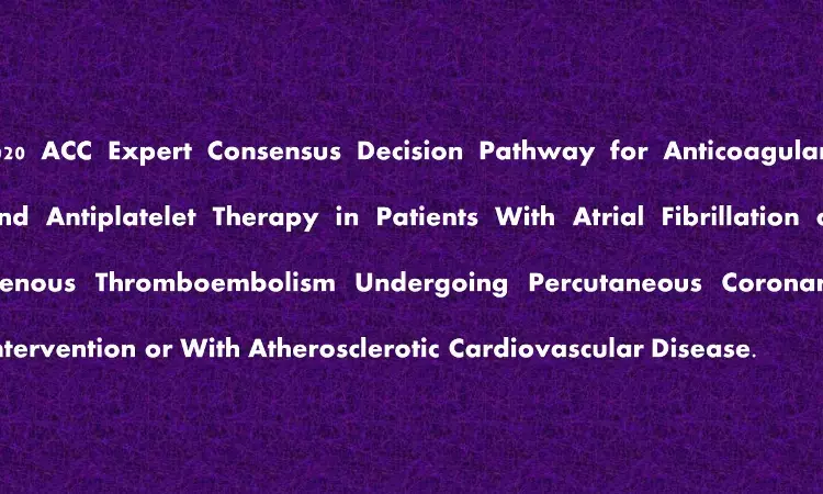 2020 ACC Expert Consensus Decision Pathway to guide anticoagulation and antiplatelet use