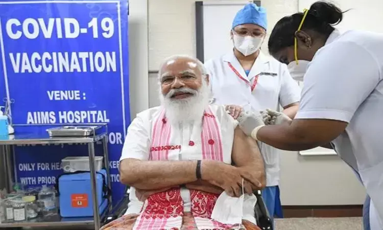 PM Modi sets example, takes first dose of Covaxin at AIIMS
