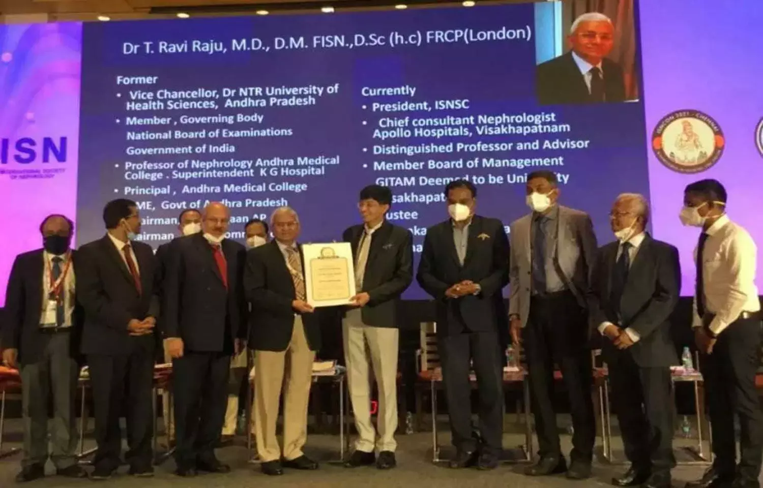 Renowned nephrologist Dr Tatapudi Ravi Raju conferred Lifetime Achievement award