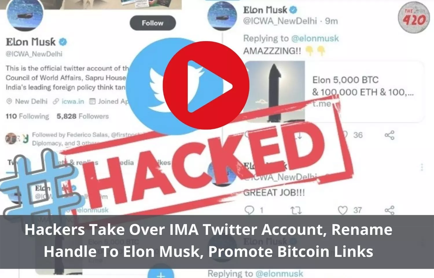 IMA Twitter Account handle renamed to Elon Musk ,Hackers promote Bitcoin links
