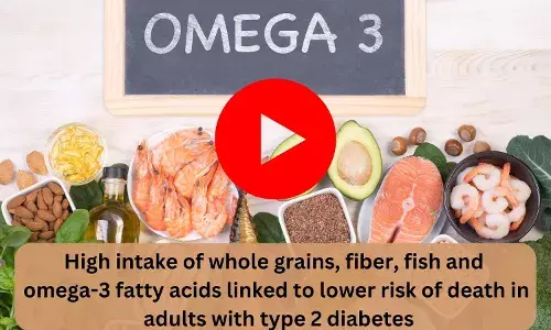 High intake of whole grains, fiber, fish and omega-3 fatty acids linked to lower risk of death in adults with type 2 diabetes