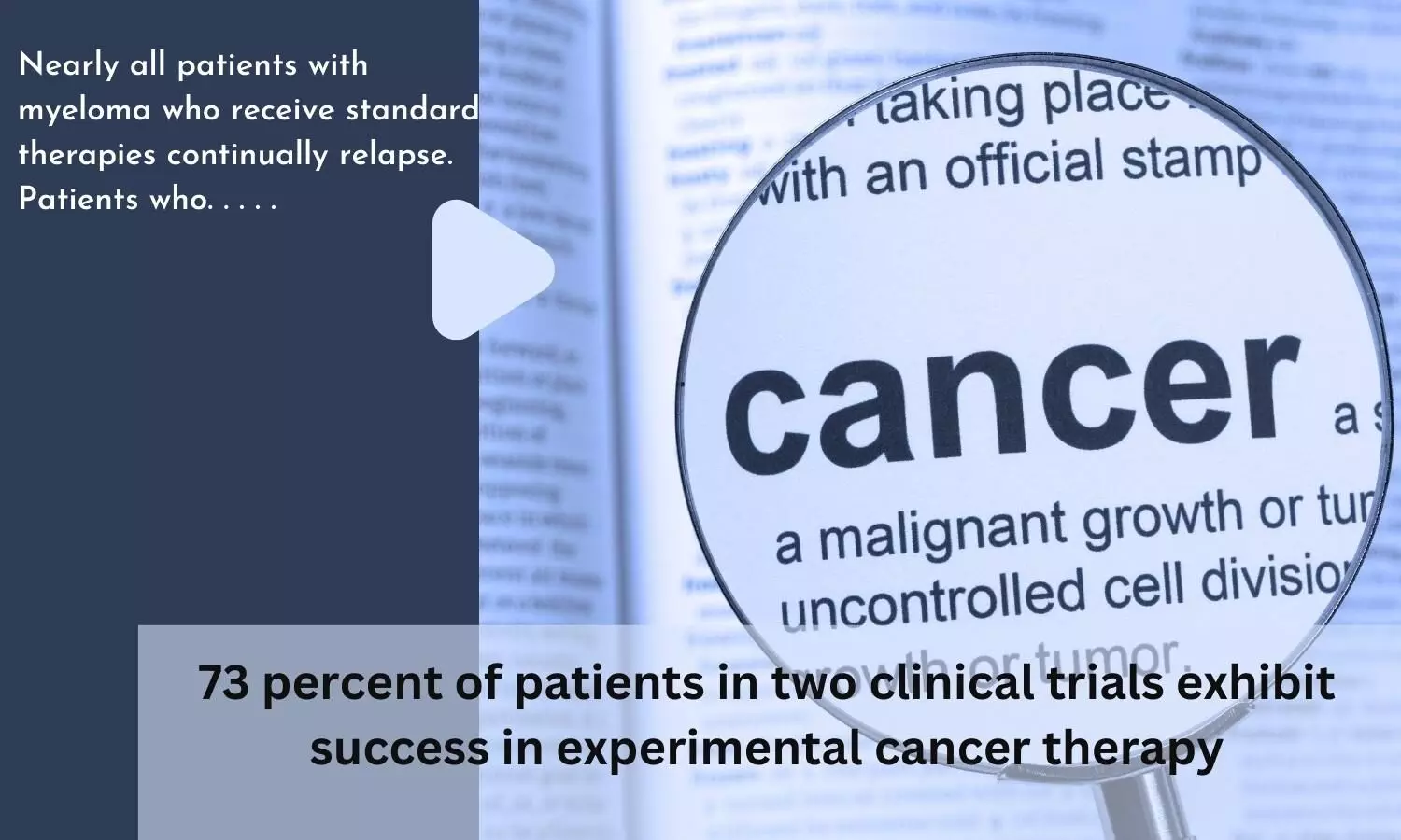 73 percent of patients in two clinical trials exhibit success in experimental cancer therapy