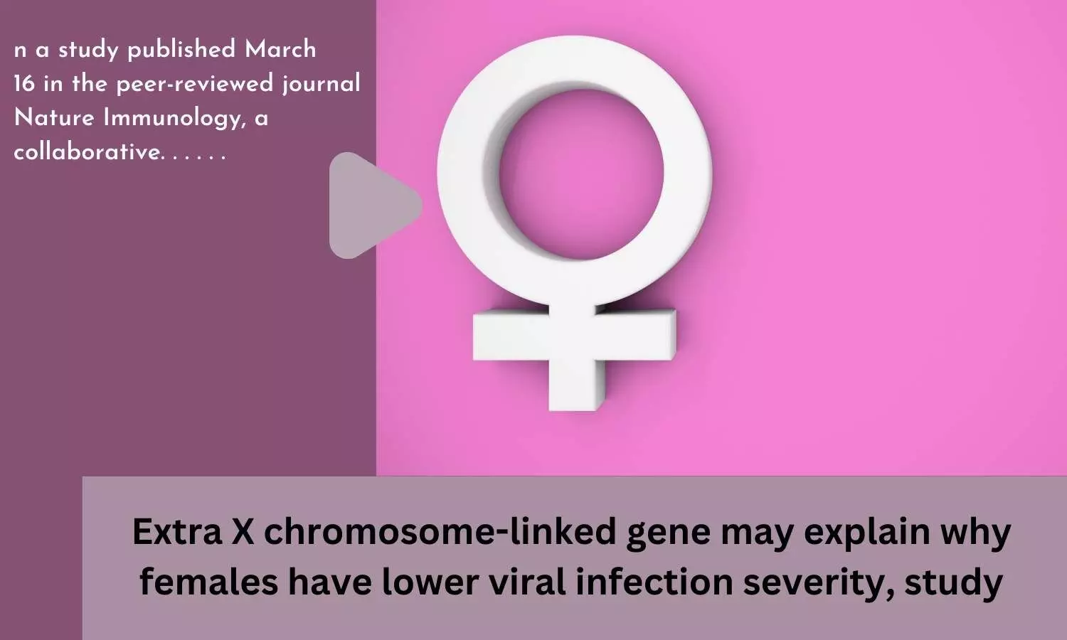 Extra X chromosome-linked gene may explain why females have lower viral infection severity, study