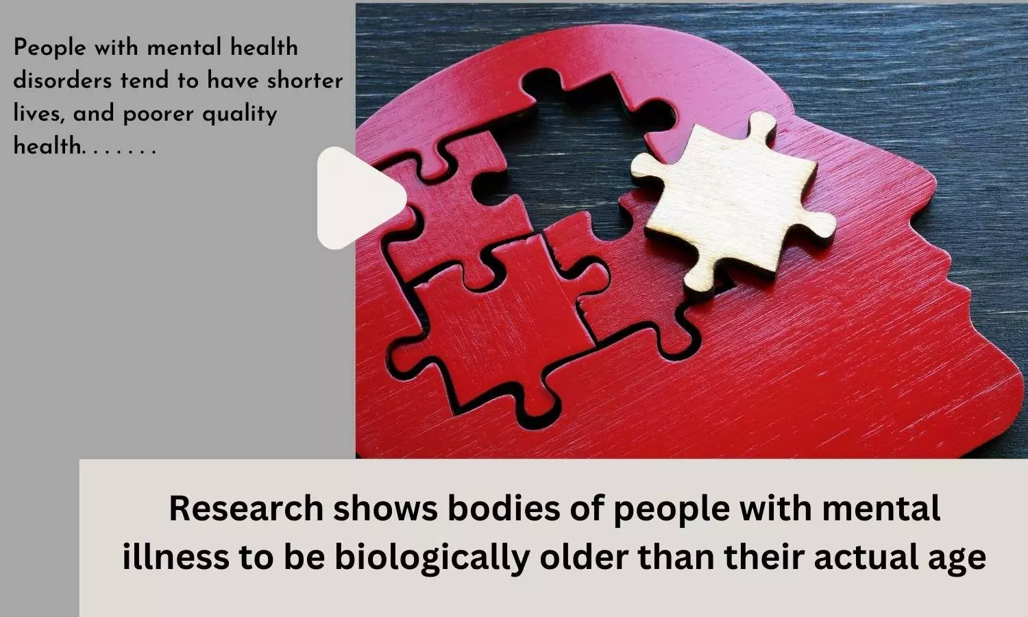 Research shows bodies of people with mental illness to be biologically older than their actual age