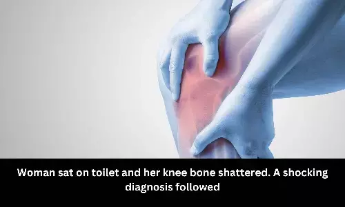 Woman sat on toilet and her knee bone shattered