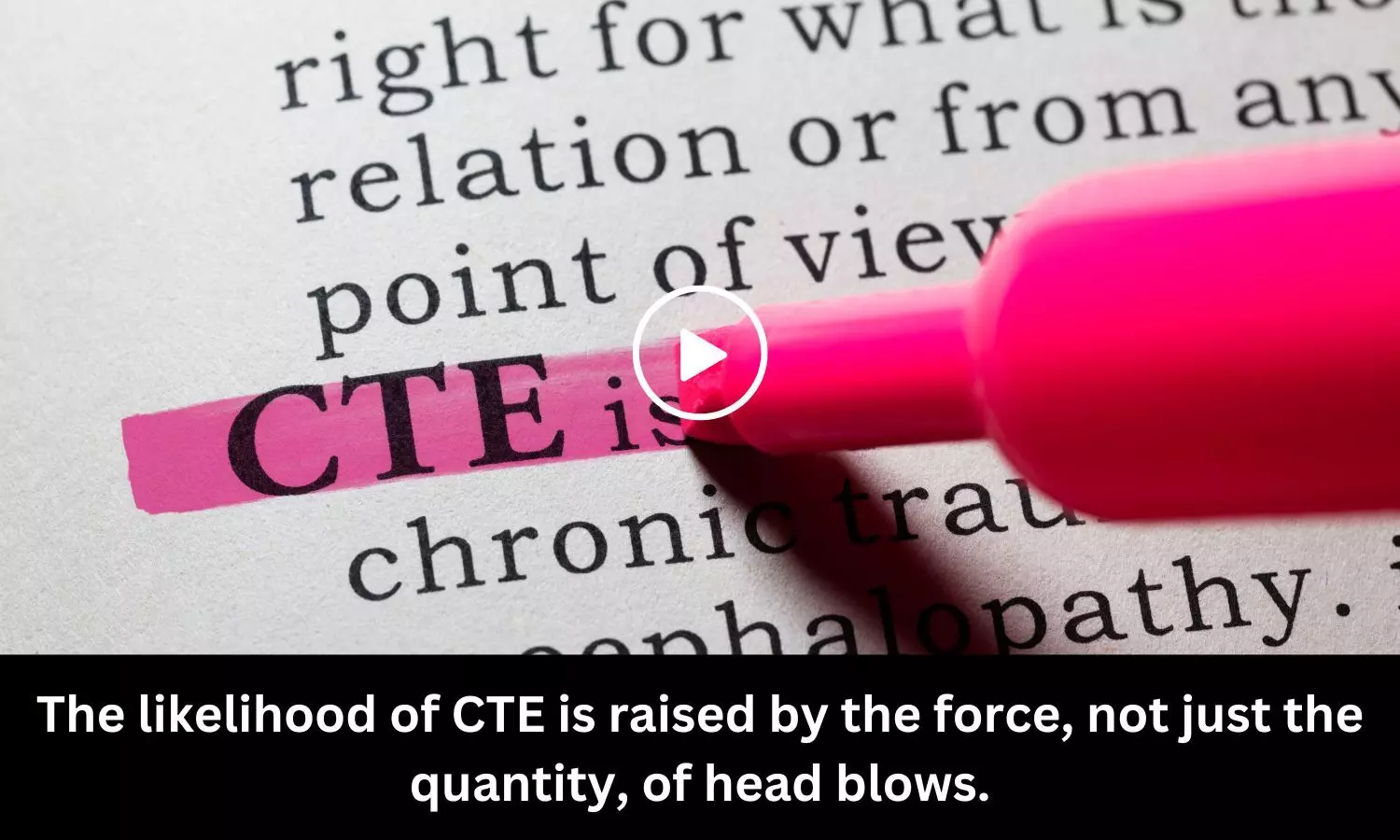The likelihood of CTE is raised by the force, not just the quantity, of head blows.