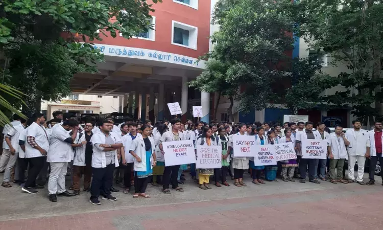TN Medicos Protest Against National Exit Test by wearing black badges