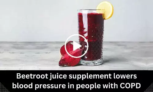 Beetroot juice supplement lowers blood pressure in people with COPD