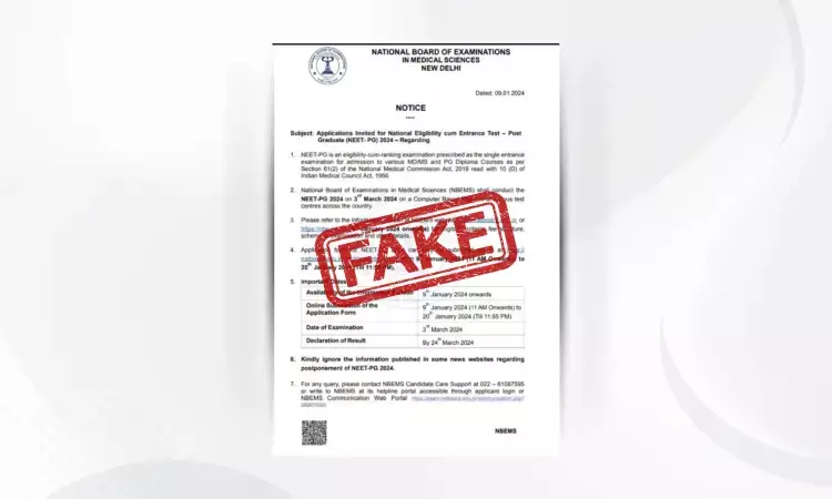 Fact Check: NBE Notice Claiming NEET PG 2024 Registration from 9th January is Fake