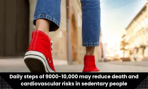 Daily steps of 9000-10,000 may reduce death and cardiovascular risks in sedentary people