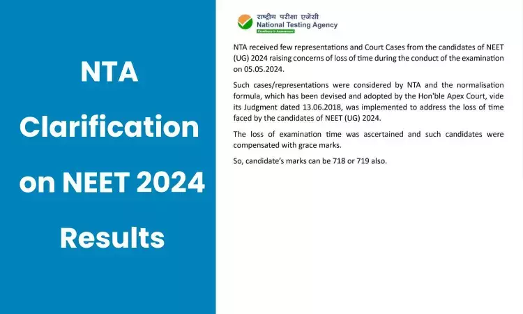 NEET 2024 Results: Candidates Awarded Grace Marks for loss of exam time- clarifies NTA amid social media uproar