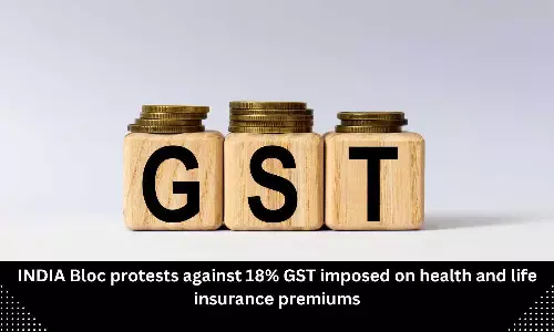 INDIA Bloc protests against 18 percent GST imposed on health, life insurance premiums