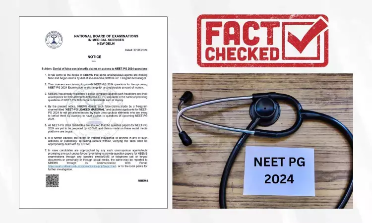 Fact Check: Telegram posts Claiming NEET PG Leaked Materials Available for Sale are FALSE