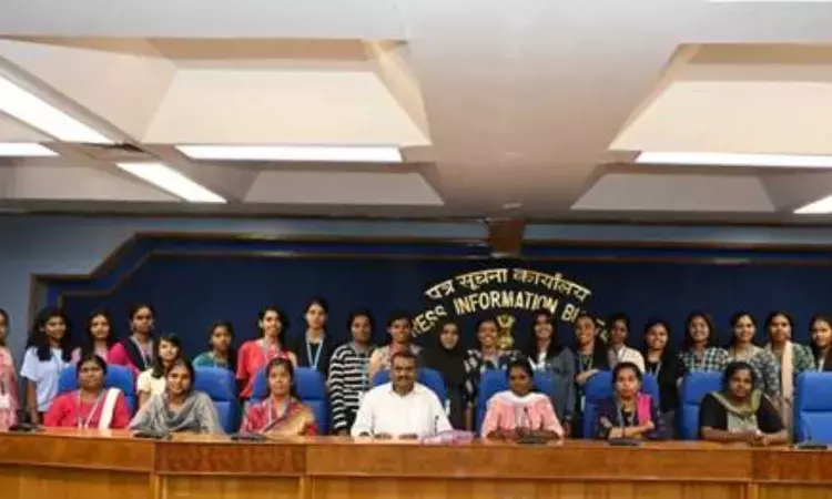 Vellalar College of Nursings BSc Nursing students meet MoS Dr L Murugan