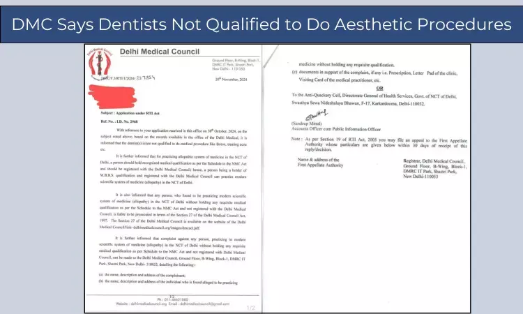 DMC clarifies Dentists Not Qualified to Perform Aesthetic Procedures