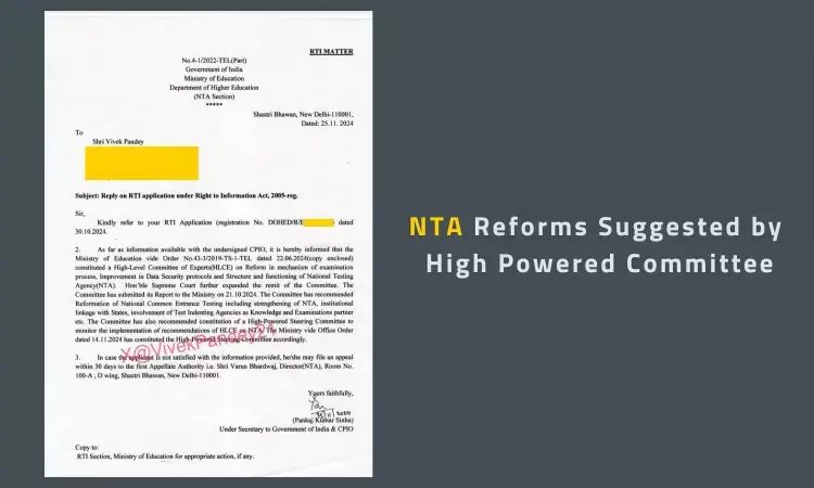 High Powered Committee Suggests Reforms in NTA