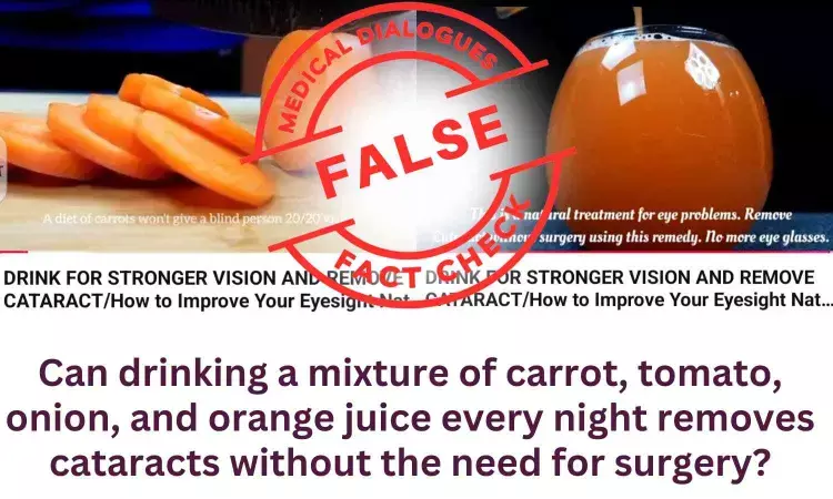 Fact Check: Can drinking a mixture of carrot, tomato, onion, and orange juice every night removes cataracts without the need for surgery?