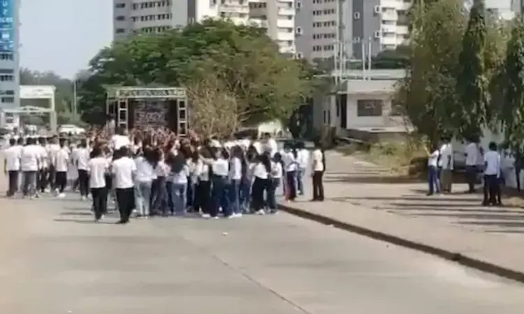 Medical students dance to loud music