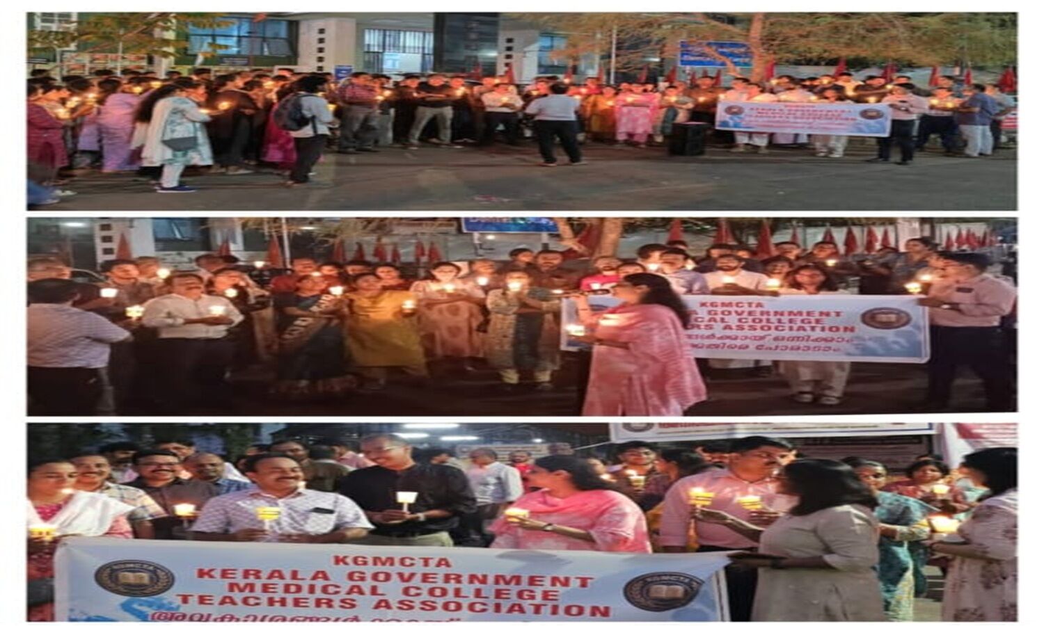 Kerala Medical College Teachers hold candlelight protest over pay arrears