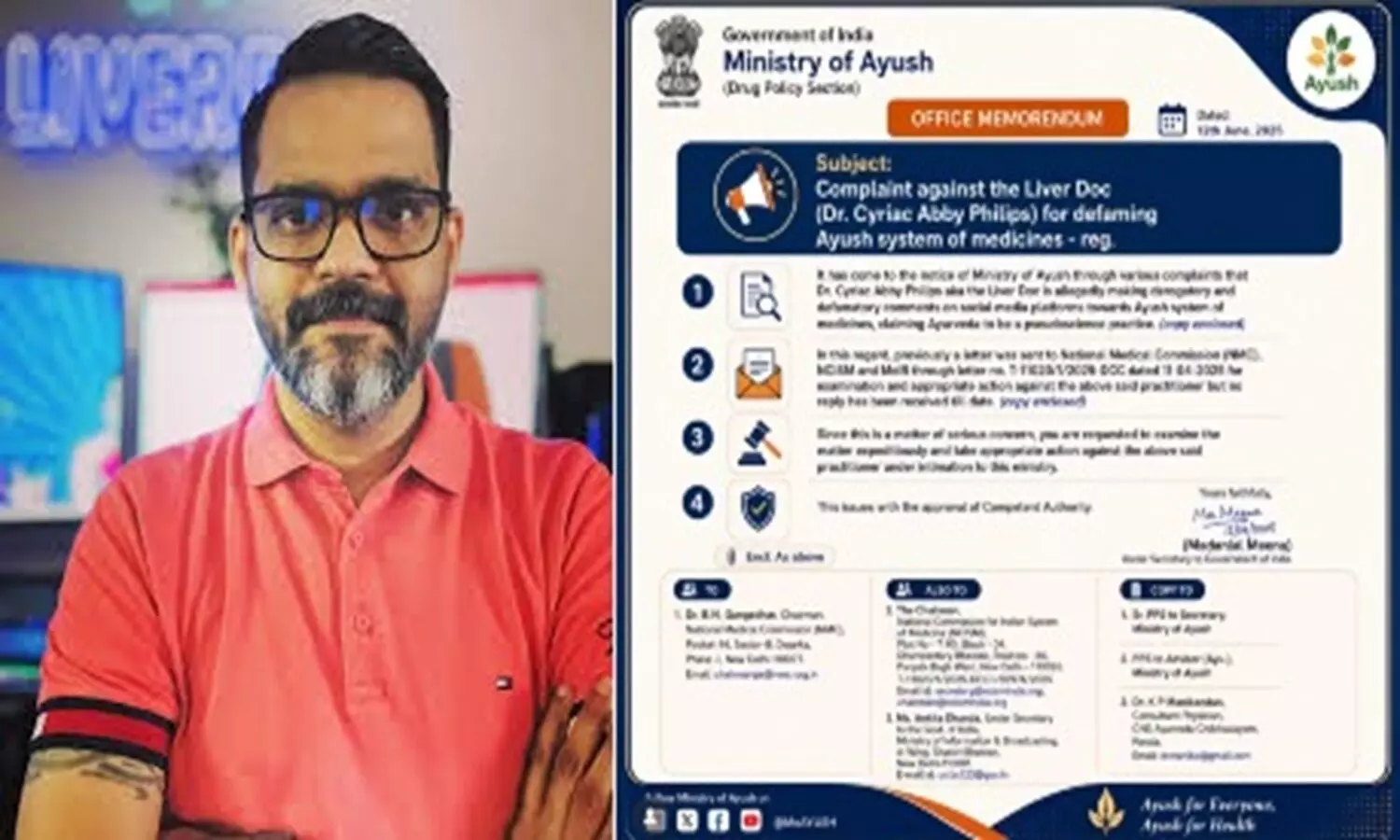 The Liver Doc faces AYUSH Ministry complaint for calling Ayurveda pseudoscience The Liver Doc faces AYUSH Ministry complaint for calling Ayurveda pseudoscience