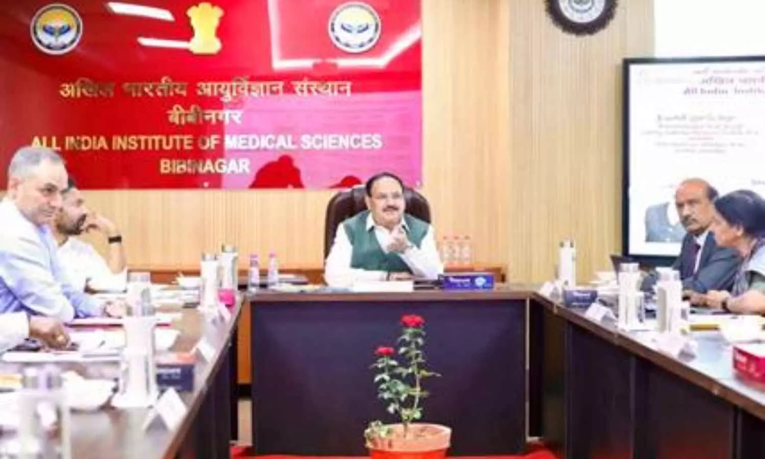 AIIMS Bibinagar construction 87.4 percent complete, JP Nadda reviews progress AIIMS Bibinagar construction 87.4 percent complete, JP Nadda reviews progress