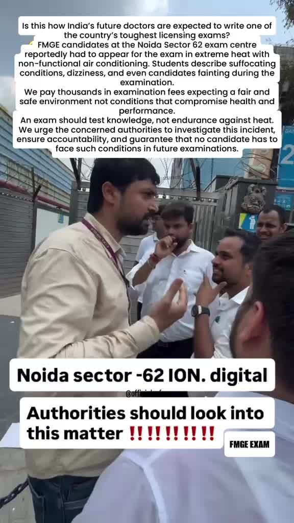 FMGE June 2026 candidates allege poor facilities, extreme heat at Noidas exam centre, seek NBE action