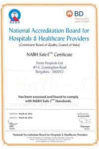 Fortis Hospitals Cunningham Road bags NABH Safe – I Certification