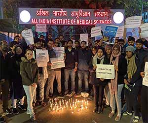 AIIMS Medicos take out candle march against CAA,NRC despite warning from administration